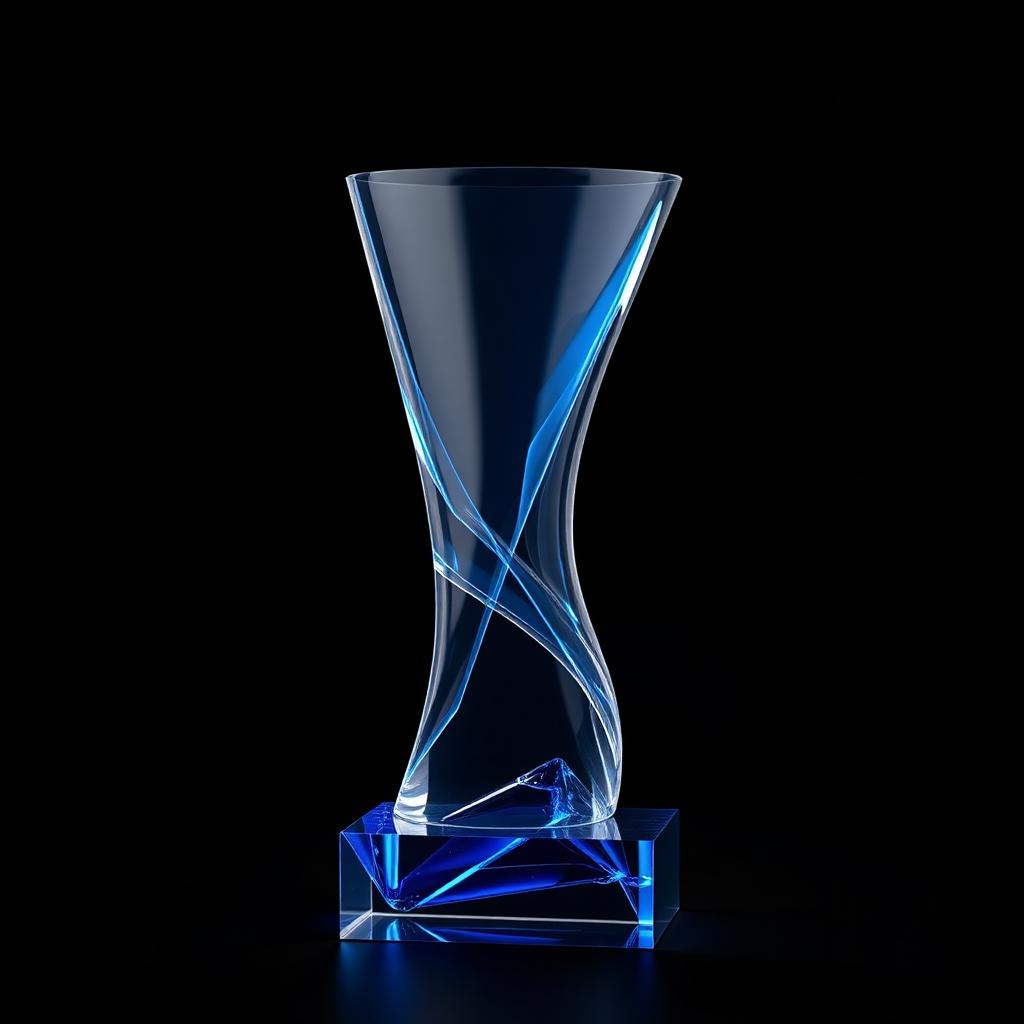 Troféu conceitual impresso em resina translúcida