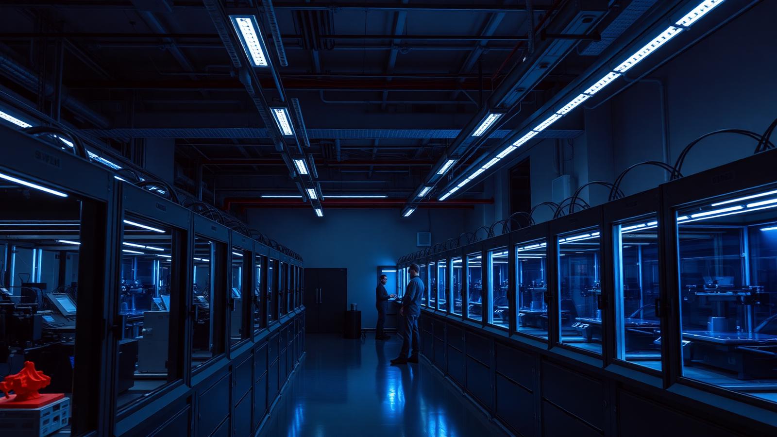 Estrutura de produção GR3D com impressoras 3D profissionais